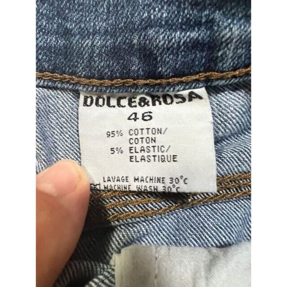 Dolce & Rosa Pants Womens 46 Blue Denim Belted Pocketed Zip Button 38x25. - Picture 5 of 12
